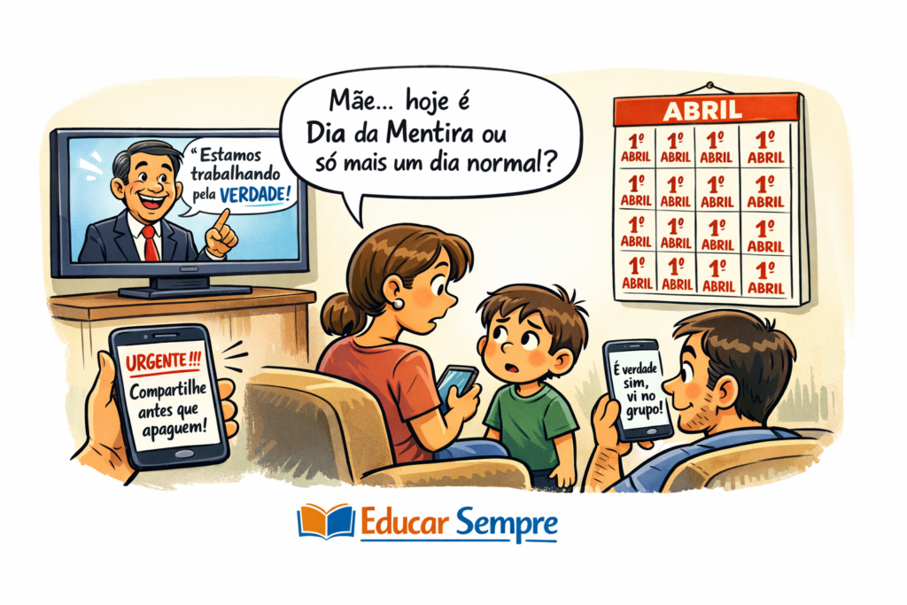 CHARGE – “1º de Abril Todo Dia”
A partir de uma charge, discutimos fake news, mídia, política e o papel do pensamento crítico na sociedade.Ideal para professores, estudantes e todos que querem aprender a interpretar melhor o mundo ao seu redor.