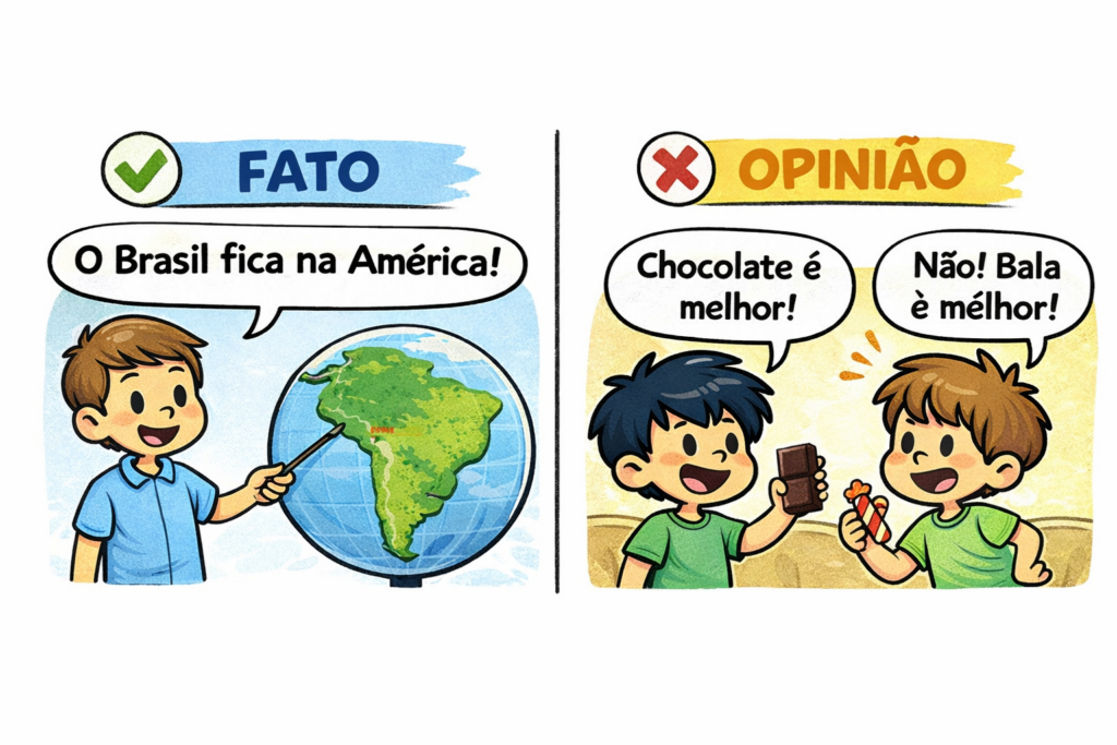 Educar sempre. Charge didática, fato e opinião